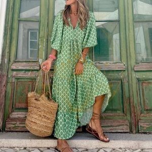 Robe Longue vert Bohème