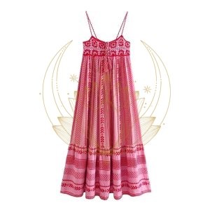 Robe Rose Longue Brodée