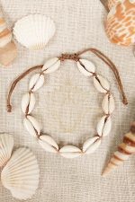 Bracelet Cheville Coquillage Bohème - Marron