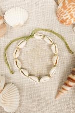 Bracelet Cheville Coquillage Bohème - Vert